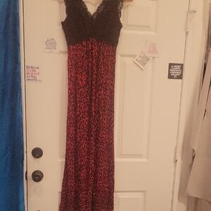 Soma Black  Organic and Red Leopard Print Maxi Dress